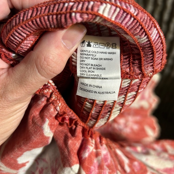 Zimmermann Corsair Smocked Flutter Dress Red Floral Size Small - Picture 7 of 10